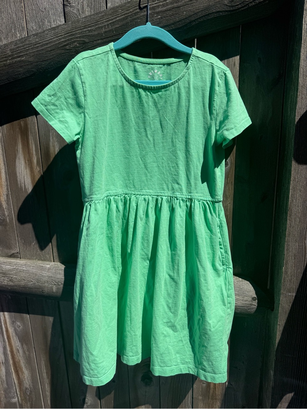 Primary Girls Short-Sleeve Mint Green Cotton Dress